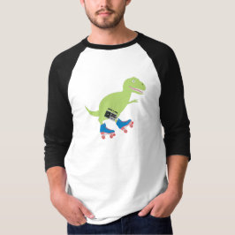 Dinosaur Roller Skating Holding Radio T Shirt