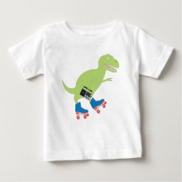 Dinosaur Roller Skating Holding Radio T Shirt