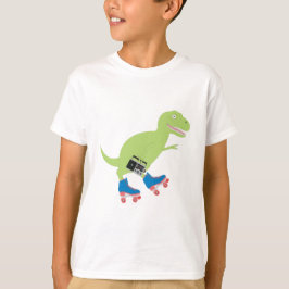Dinosaur Roller Skating Holding Radio T Shirt