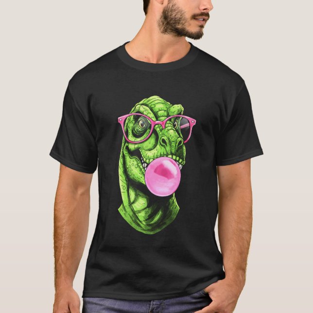 Dinosaur Rosa Bubblegum söt Dinosaur för kvinnor T Shirt (Framsida)
