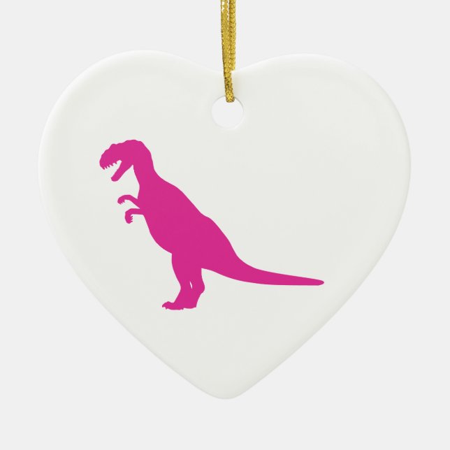 Dinosaur Rosa Julgransprydnad Keramik (Framsidan)