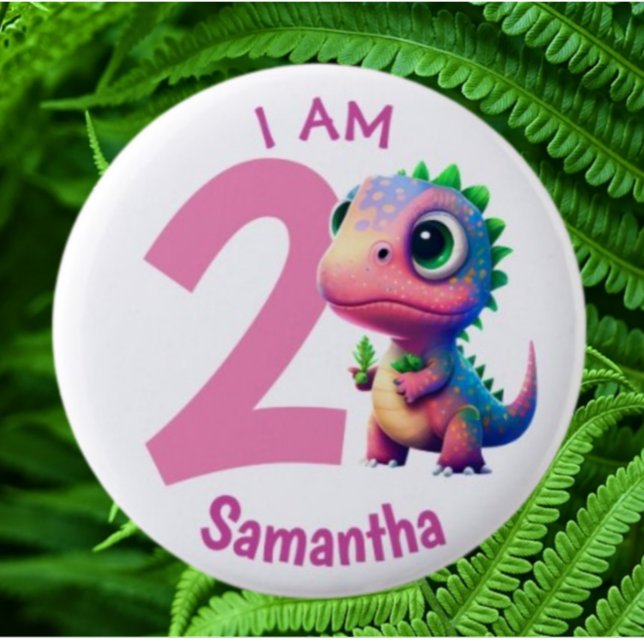 Dinosaur-Rosa Knapp (Fun Pink Jurassic Dinosaur Collection/Pin Set)