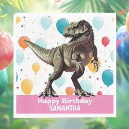 Dinosaur Rosa T Rex Pappersservett