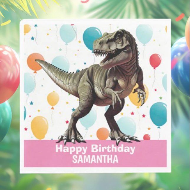 Dinosaur Rosa T Rex Pappersservett (Dino-mite Party Supplies!)