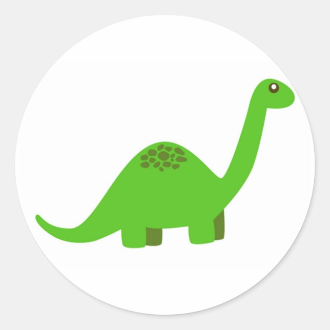 Dinosaur Round Sticker Runt Klistermärke (Framsida)