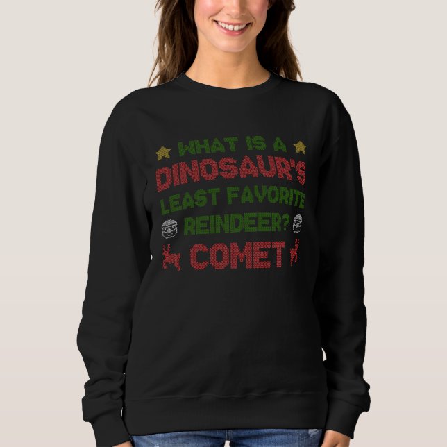 Dinosaur s Least Favorite Reindeer Comet Christmas T Shirt (Framsida)