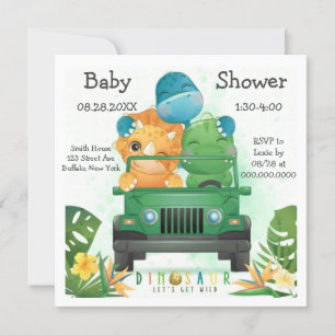 Dinosaur Safari Äventyr Baby Shower Inbjudningar