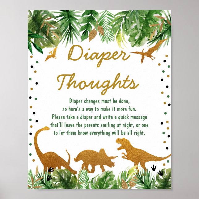 Dinosaur Safari Baby Shower Diaper Thouaper Poster (Framsidan)
