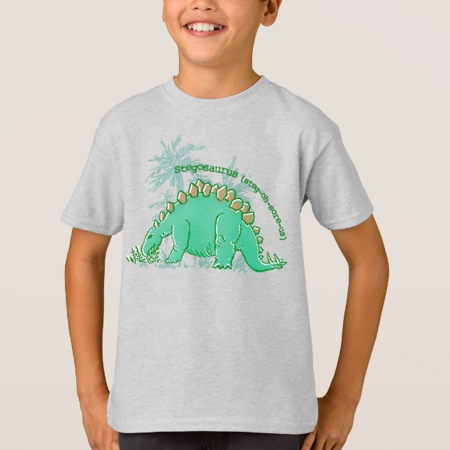 Dinosaur säger Stegosaurus pojkar blå t-shirt (Framsida)