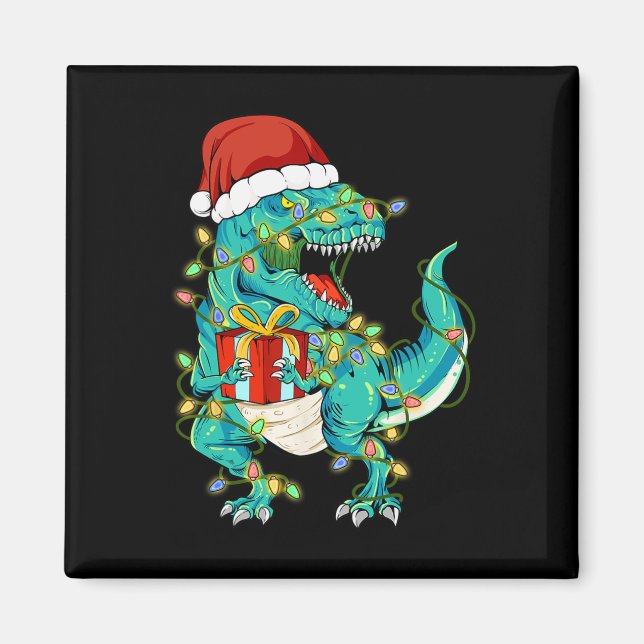 Dinosaur Santa for Boys Girls Julgran Ligh Magnet (Framsidan)