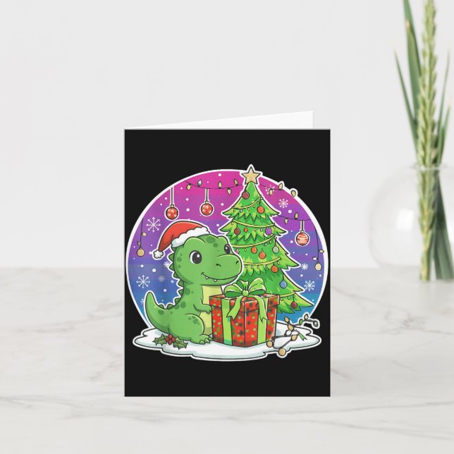 Dinosaur Santa Hat Xmas Dinosaur Lover Adults Boy  Kort (Framsida)