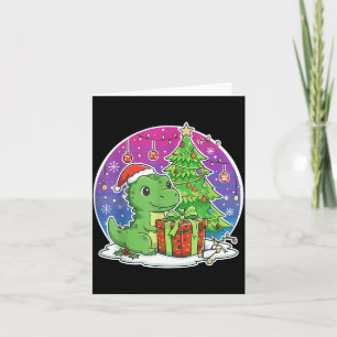 Dinosaur Santa Hatt Jul Dinosaur Älskare Vuxna Poj Kort