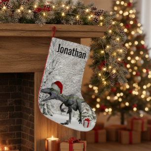 Dinosaur Santa Raptor Velociraptor Namn Liten Julstrumpa