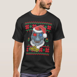 Dinosaur Santa T-Rex God jul T Shirt