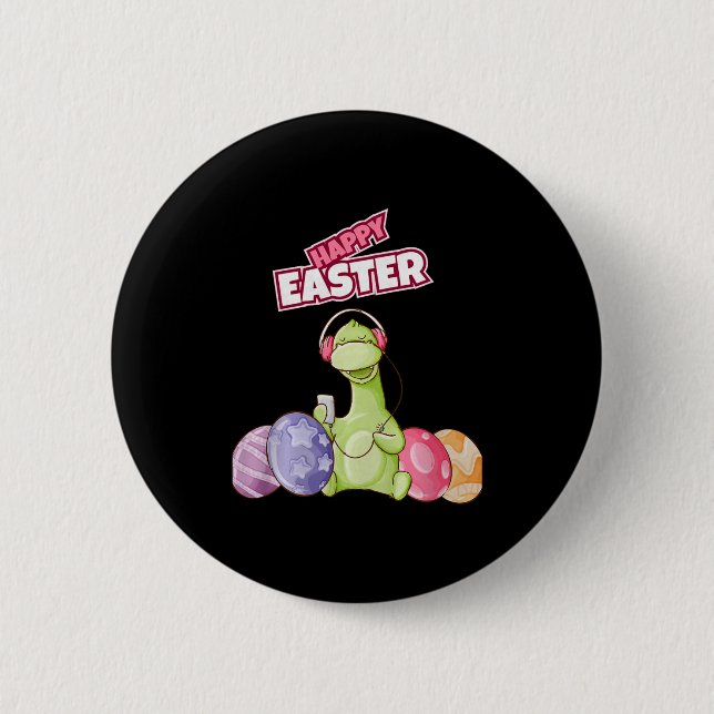 Dinosaur Say Happy Easter Premium Tri-blend  Knapp (Framsida)
