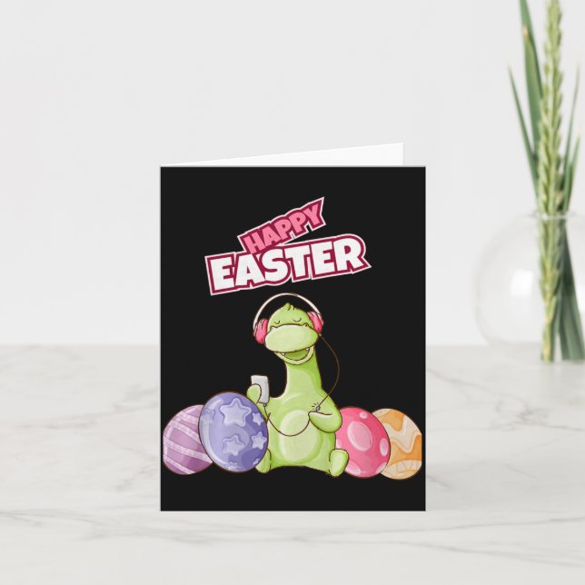 Dinosaur Say Happy Easter Premium Tri-blend  Kort (Framsida)