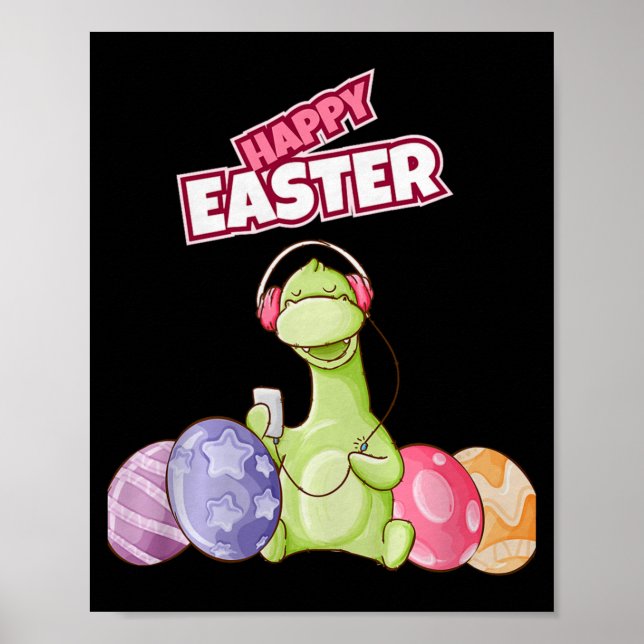 Dinosaur Say Happy Easter Premium Tri-blend  Poster (Framsidan)