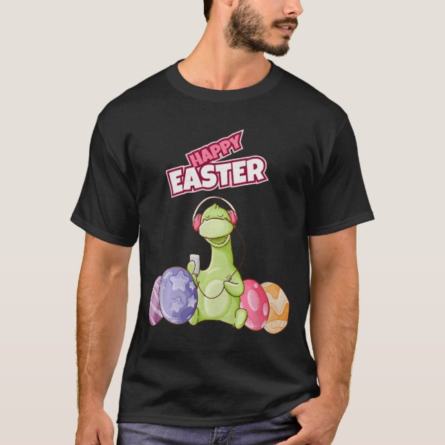 Dinosaur Say Happy Easter Premium Tri-blend  T Shirt (Framsida)