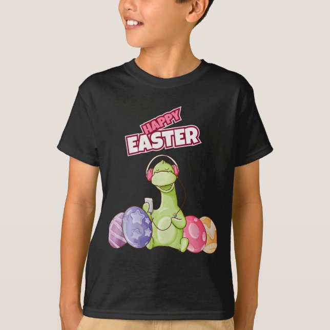 Dinosaur Say Happy Easter Premium Tri-blend  T Shirt (Framsida)