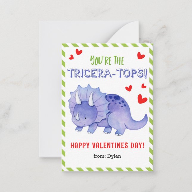 Dinosaur School Valentine Card för barn Anteckningskort (Framsida)