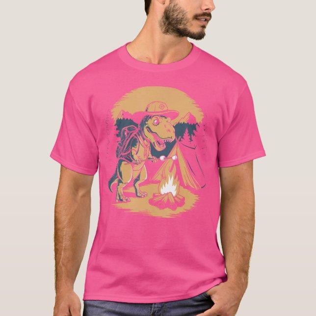 Dinosaur Scouting Camping För barn Boys Girls T Shirt (Framsida)