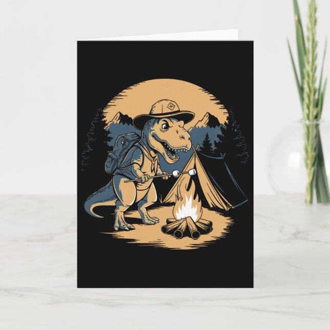 Dinosaur Scouting Camping För Barn Pojkar Flickor  Kort (Framsida)