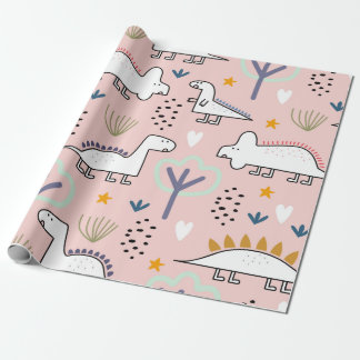 Dinosaur seamless pattern, vintage illustration wi presentpapper