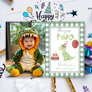 Dinosaur Second Birthday tack Kort