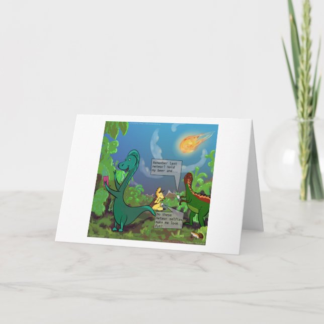 Dinosaur Selfie Funny Tecknad Kort (Framsida)