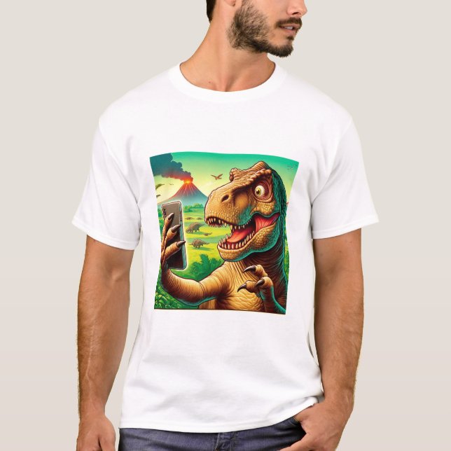 Dinosaur Selfie Shirt-Funny Dinosaur Älskare Appar T Shirt (Framsida)