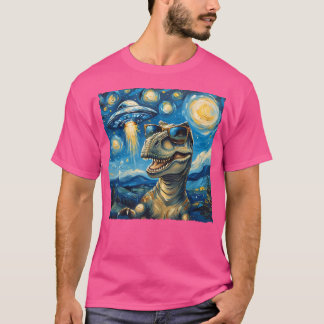 Dinosaur Selfie Van Gogh Stil Starry Night Alien T Shirt