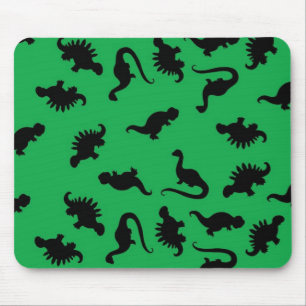 Dinosaur Silhouettes on Grönt Background Mönster Musmatta
