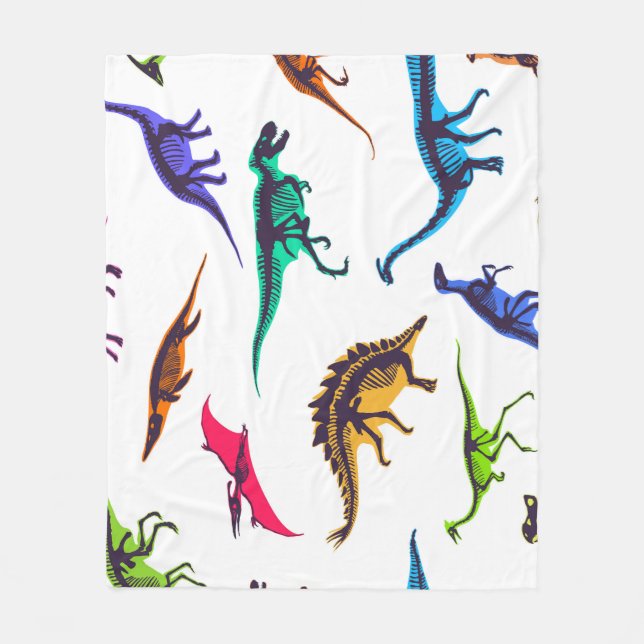 Dinosaur silhouettes: vintage sketch mönster. fleecefilt (Framsidan)