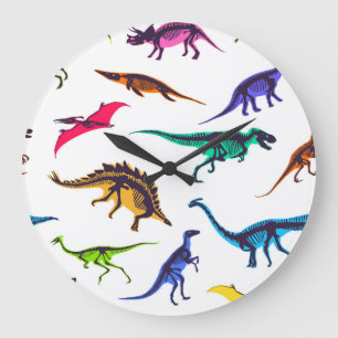Dinosaur silhouettes: vintage sketch mönster. stor klocka