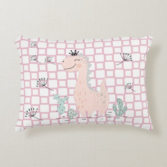 Dinosaur Simple Scandinavian Child Design Prydnadskudde (Framsidan)