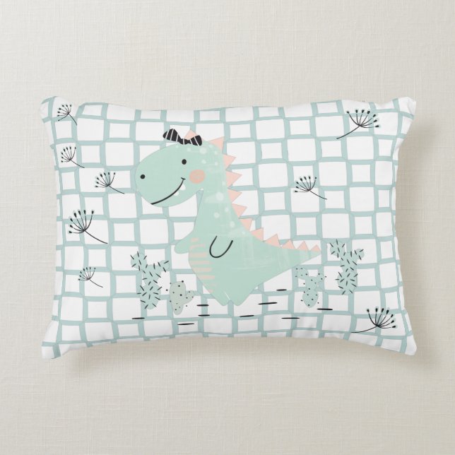 Dinosaur Simple Scandinavian Child Design Prydnadskudde (Framsidan)