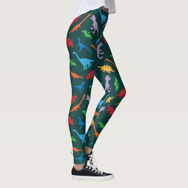 Dinosaur sju arter silhuette mönster leggings (Höger)