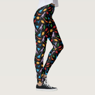 Dinosaur sju arter silhuette mönster leggings