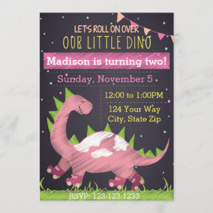 Dinosaur Skate Birthday-inbjudan Inbjudningar