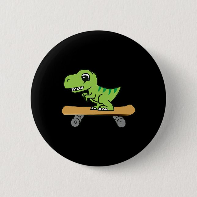 Dinosaur Skateboard Cute Skateboard Dinosaur  Knapp (Framsida)