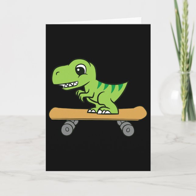 Dinosaur Skateboard Cute Skateboard Dinosaur  Kort (Framsida)
