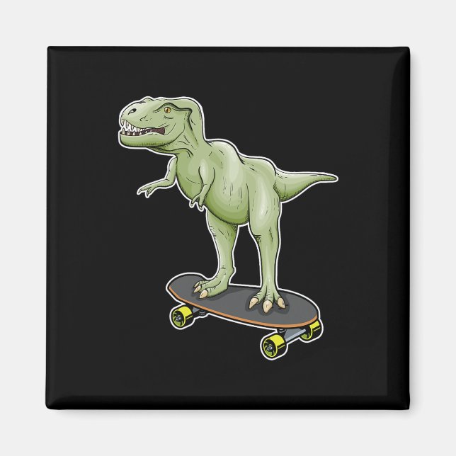 Dinosaur Skateboard T-rex Dino Dinosaur  Magnet (Framsidan)