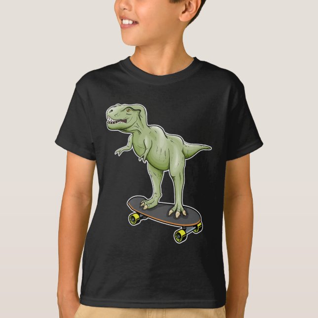 Dinosaur Skateboard T-rex Dino Dinosaur  T Shirt (Framsida)