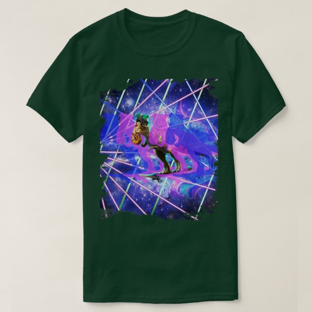Dinosaur Skateboarding, Rave Trippy Las T Shirt (Design framsida)