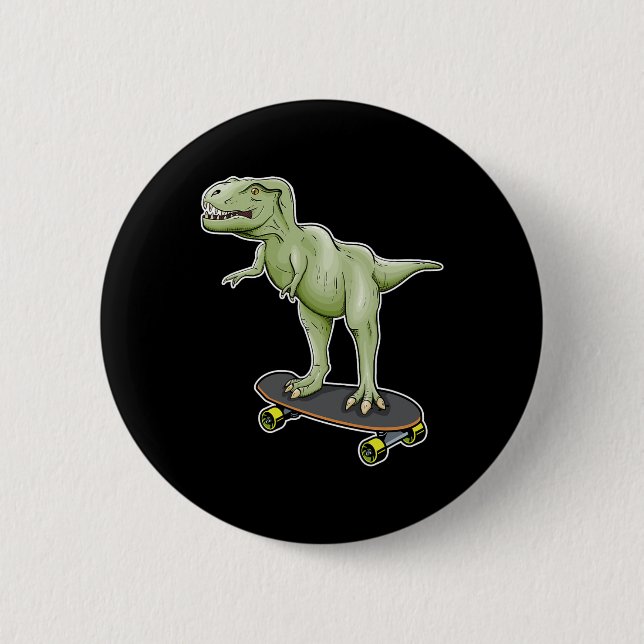 Dinosaur Skateboarding T-rex Dino Dinosaur  Knapp (Framsida)