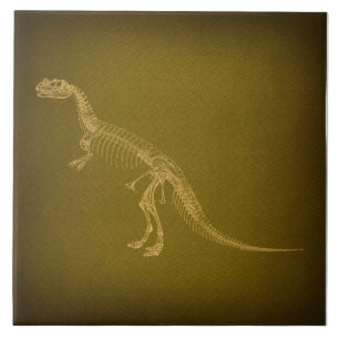Dinosaur Skeleton Antique Dinosaur Bones Art Kakelplatta
