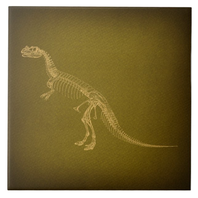Dinosaur Skeleton Antique Dinosaur Bones Art Kakelplatta (Framsidan)