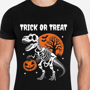 Dinosaur Skeleton Bus eller godis Funny Halloween T Shirt