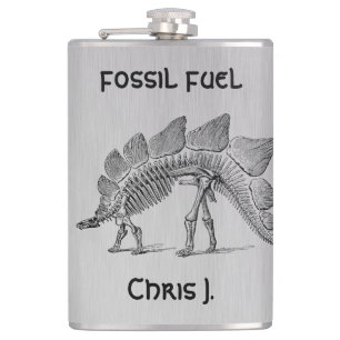 Dinosaur Skeleton Fossil Fuel på aluminiumdesign Fickplunta