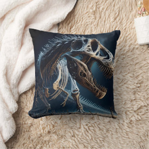 Dinosaur Skeleton Roaming an Ancient liggande Kudde